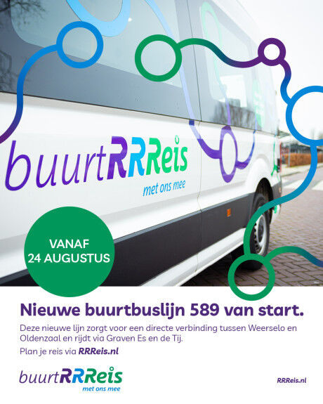 Poster van Arriva: nieuwe buurtbuslijn 589 van start vanaf 24 augustus